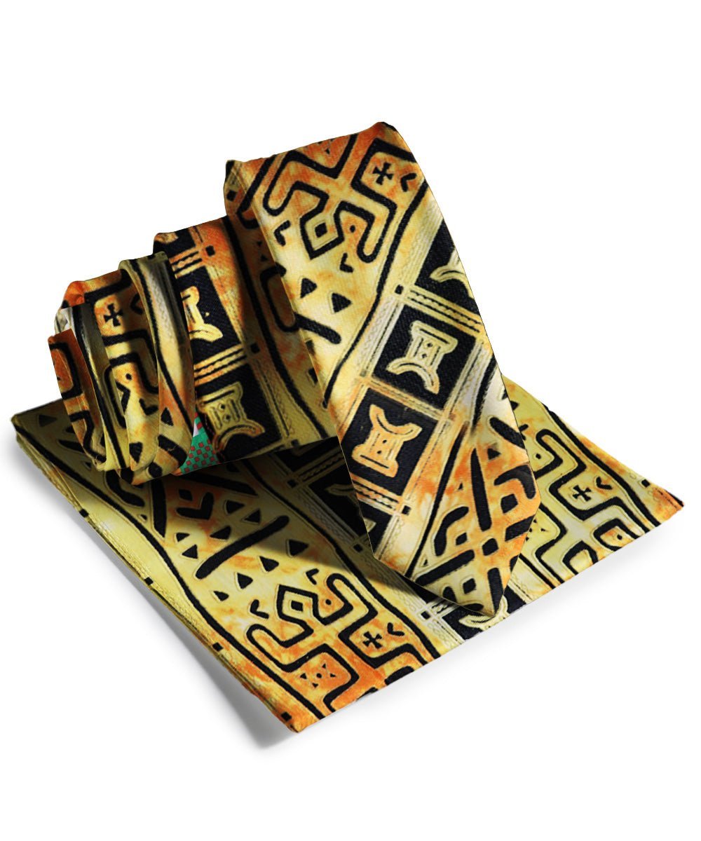 Vittorio Farina Men's Kente Satin Necktie & Pocket Square - Kente 4 - Necktie - Vittorio Farina