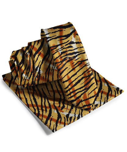 Vittorio Farina Men's Kente Satin Necktie & Pocket Square - Tiger - Necktie - Vittorio Farina