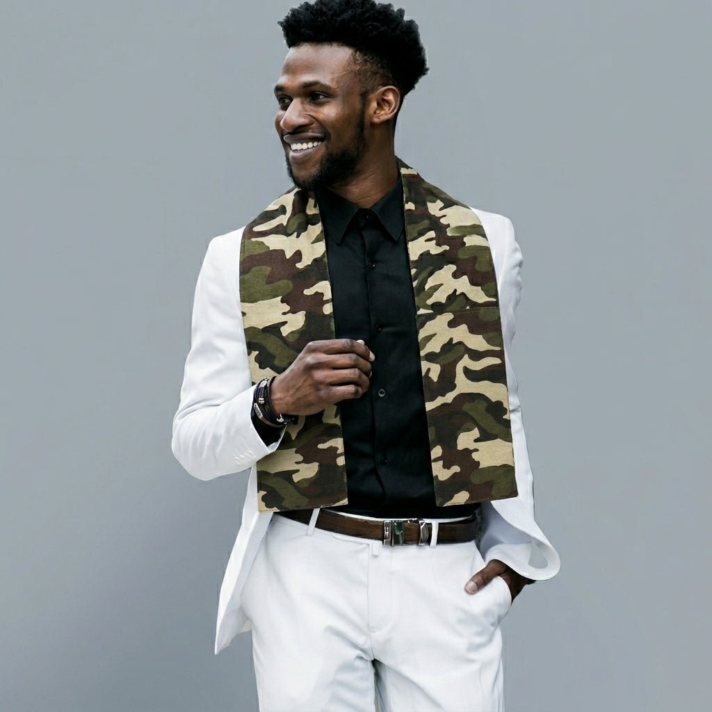 Vittorio Farina Mens' Kente Satin Scarf - Camo - Scarf - Vittorio Farina