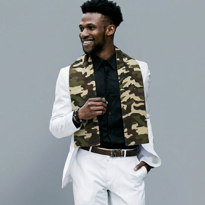 Vittorio Farina Mens' Kente Satin Scarf - Camo - Scarf - Vittorio Farina