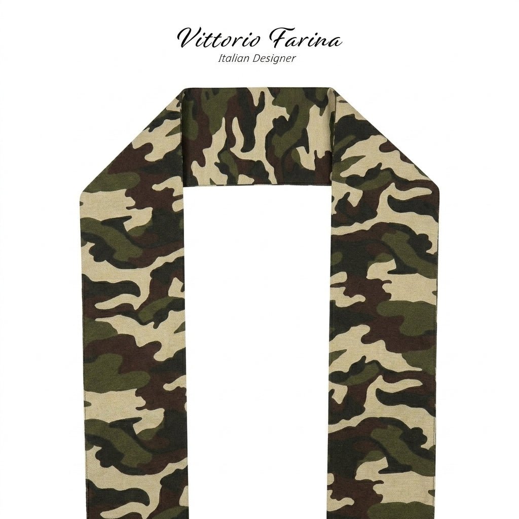Vittorio Farina Mens' Kente Satin Scarf - Camo - Scarf - Vittorio Farina