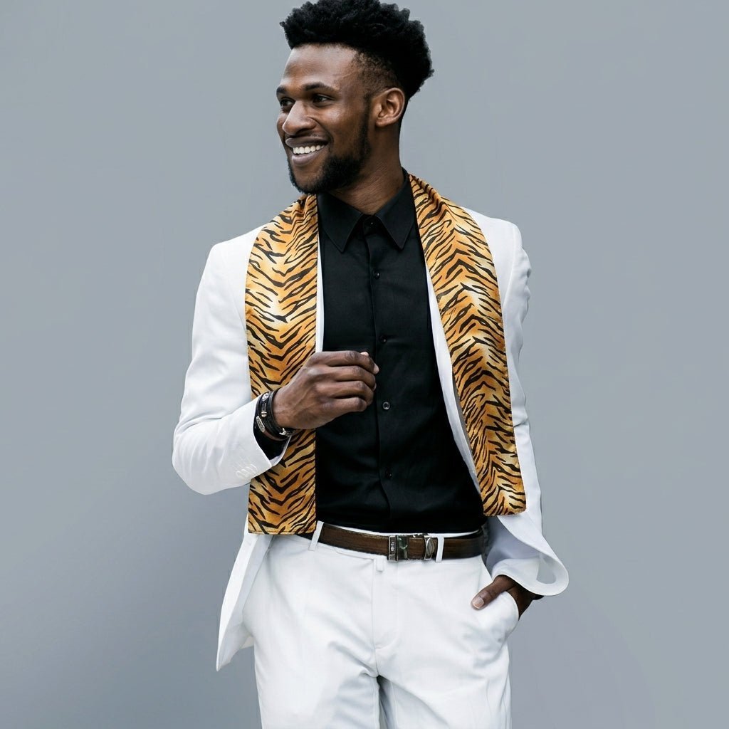 Vittorio Farina Mens' Kente Satin Scarf - Camo - Scarf - Vittorio Farina