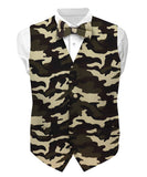 Vittorio Farina Men's Kente Satin Vest and Bow Tie Set - Camouflage - Vest Set - Vittorio Farina