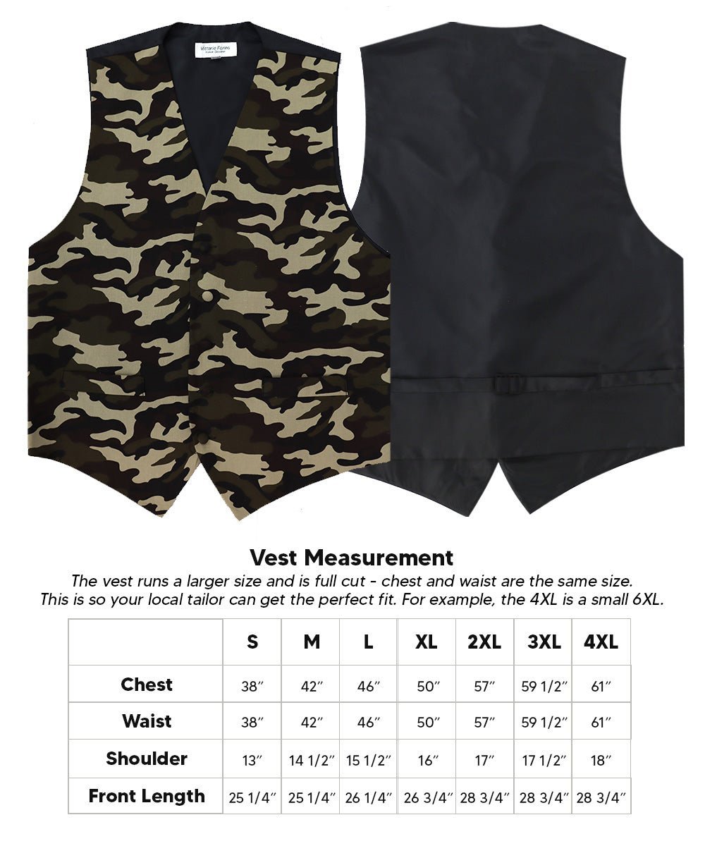 Vittorio Farina Men's Kente Satin Vest and Bow Tie Set - Camouflage - Vest Set - Vittorio Farina