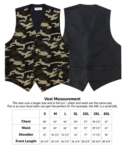 Vittorio Farina Men's Kente Satin Vest and Bow Tie Set - Camouflage - Vest Set - Vittorio Farina