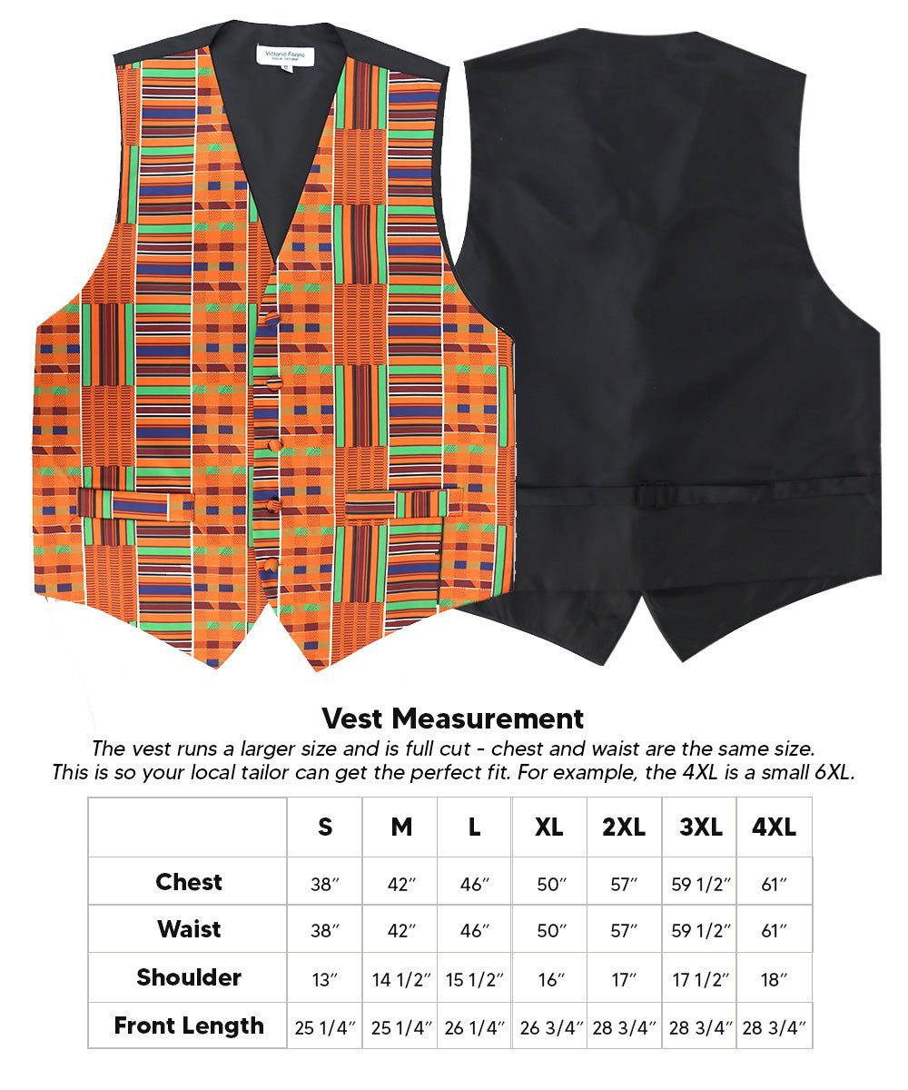 Vittorio Farina Men's Kente Satin Vest and Bow Tie Set - Kente 1 - Vest Set - Vittorio Farina