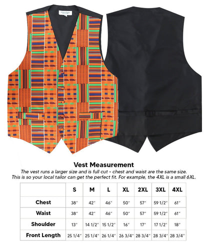 Vittorio Farina Men's Kente Satin Vest and Bow Tie Set - Kente 1 - Vest Set - Vittorio Farina