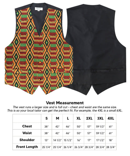 Vittorio Farina Men's Kente Satin Vest and Bow Tie Set - Kente 2 - Vest Set - Vittorio Farina