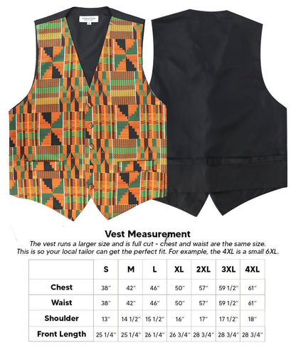 Vittorio Farina Men's Kente Satin Vest and Bow Tie Set - Kente 3 - Vest Set - Vittorio Farina
