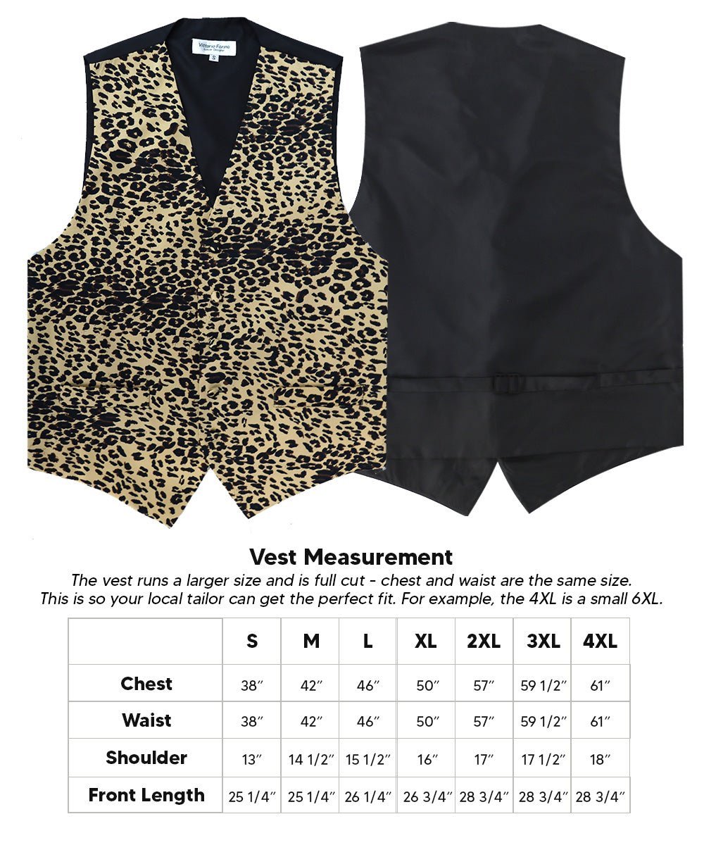 Vittorio Farina Men's Kente Satin Vest and Bow Tie Set - Leopard - Vest Set - Vittorio Farina
