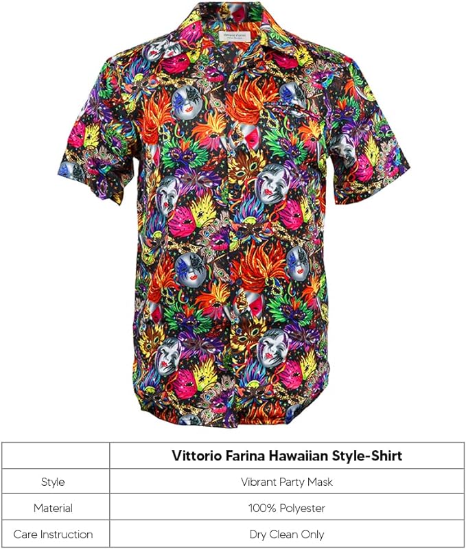 Vittorio Farina Men's Mardi Gras Button Down Collar Shirt - S - Shirt - Vittorio Farina