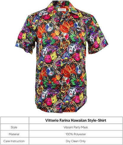 Vittorio Farina Men's Mardi Gras Button Down Collar Shirt - S - Shirt - Vittorio Farina