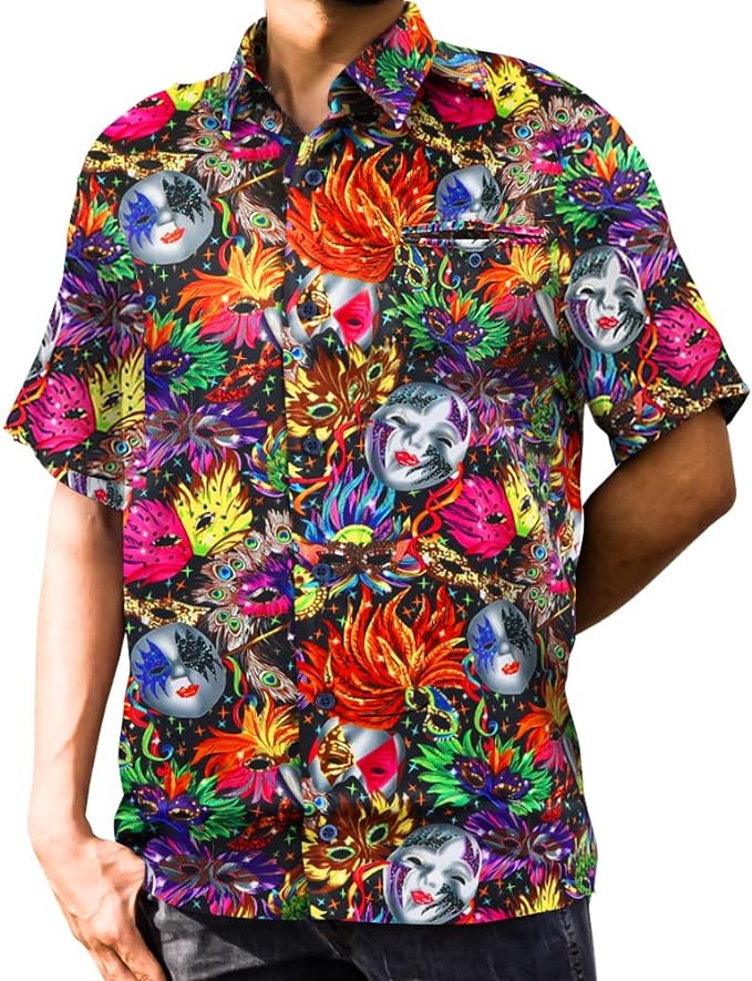 Vittorio Farina Men's Mardi Gras Button Down Collar Shirt - S - Shirt - Vittorio Farina