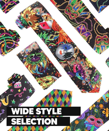 Vittorio Farina Men's Mardi Gras Satin Necktie and Pocket Square - Mardi 2: Metallic Harlequin - Necktie & Pocket Square - Vittorio Farina