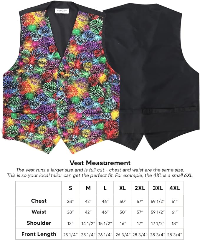 Vittorio Farina Men's Mardi Gras Satin Vest and Bow Tie Set - Mardi 6: Harlequin - Vest Set - Vittorio Farina