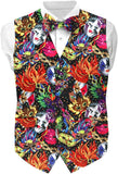 Vittorio Farina Men's Mardi Gras Satin Vest and Bow Tie Set - Mardi Original: Vibrant Party Mask - Vest Set - Vittorio Farina