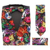 Vittorio Farina Men's Mardi Gras Satin Vest, Necktie, Bow Tie and Pocket Square Set - Mardi Original: Vibrant Party Mask - Vest Set - Vittorio Farina