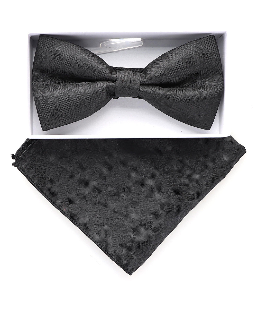 Vittorio Farina Men's Metallic Design Bow Tie & Pocket Square in Gift Box - bhm-077 - Bow Tie & Pocket Square - Vittorio Farina