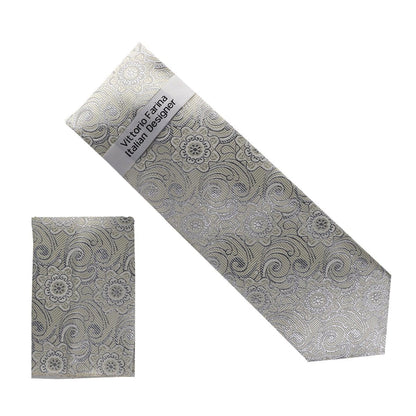 Vittorio Farina Men's Metallic Necktie & Pocket Square - NH-M_34 - Necktie & Pocket Square - Vittorio Farina