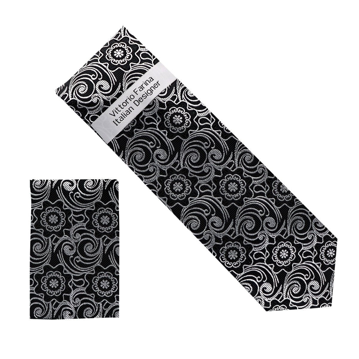 Vittorio Farina Men's Metallic Necktie & Pocket Square - NH-M_35 - Necktie & Pocket Square - Vittorio Farina