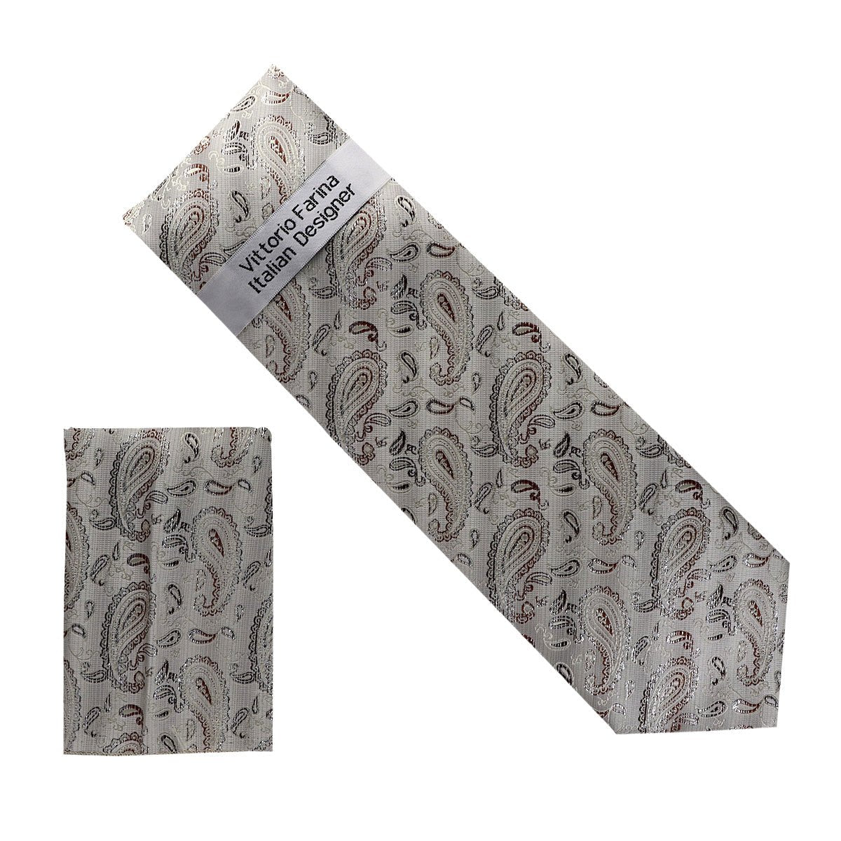 Vittorio Farina Men's Metallic Necktie & Pocket Square - NH-M_38 - Necktie & Pocket Square - Vittorio Farina