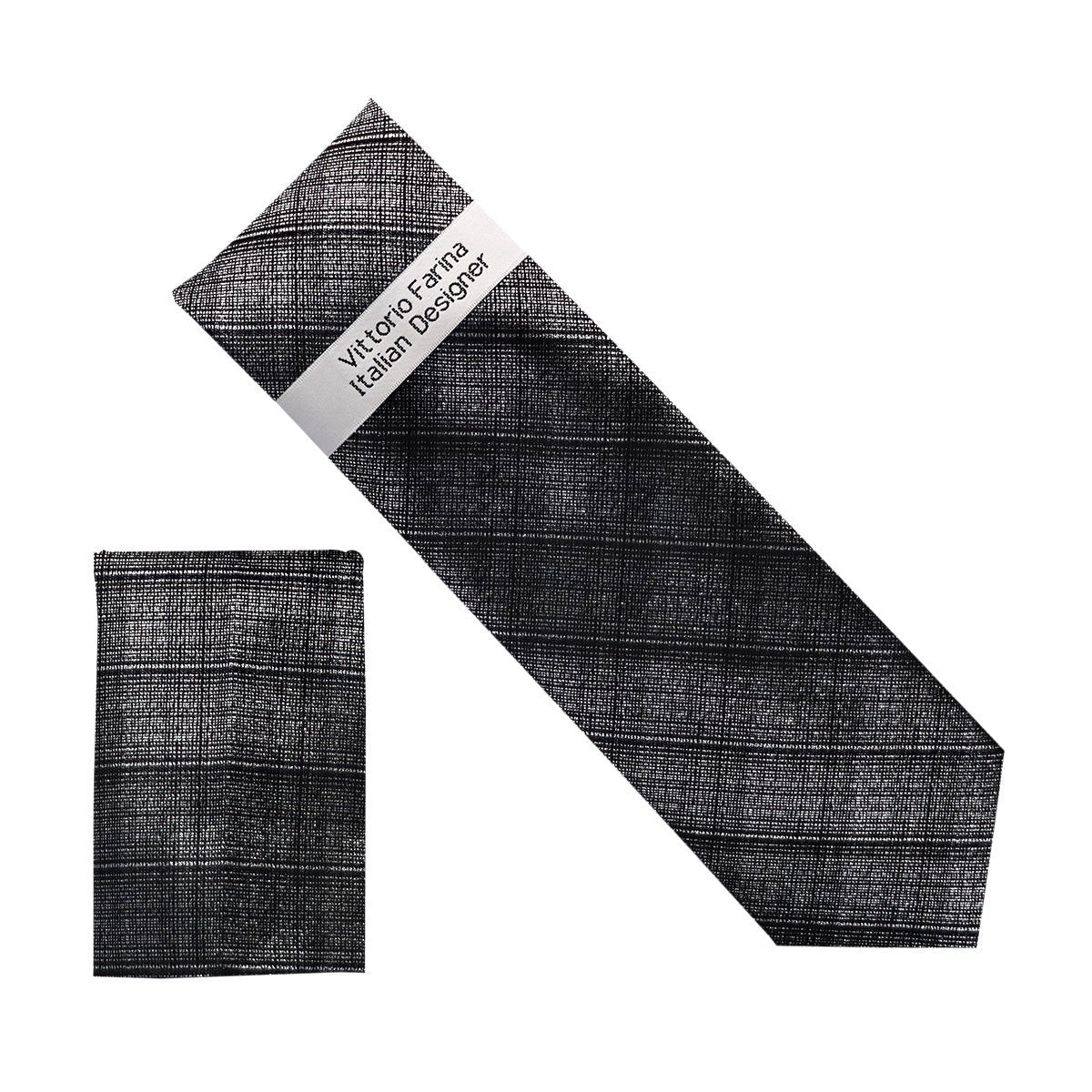 Vittorio Farina Men's Metallic Necktie & Pocket Square - NH-M_41 - Necktie & Pocket Square - Vittorio Farina