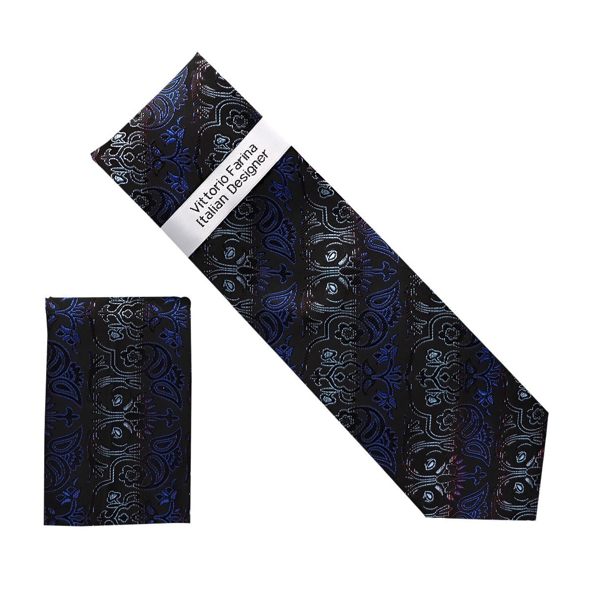 Vittorio Farina Men's Metallic Necktie & Pocket Square - NH-M_43 - Necktie & Pocket Square - Vittorio Farina
