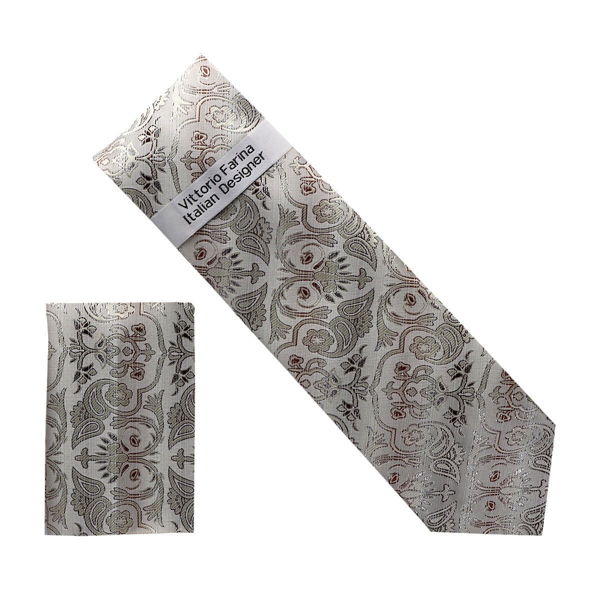 Vittorio Farina Men's Metallic Necktie & Pocket Square - NH-M_44 - Necktie & Pocket Square - Vittorio Farina