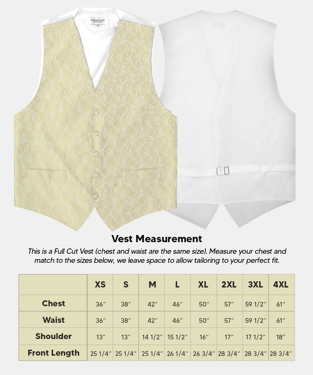 Vittorio Farina Men's Mint Woven Paisley Vest, Necktie, Bow Tie and Pocket Square Set (White Back) - Ivory - Vest Set - Vittorio Farina