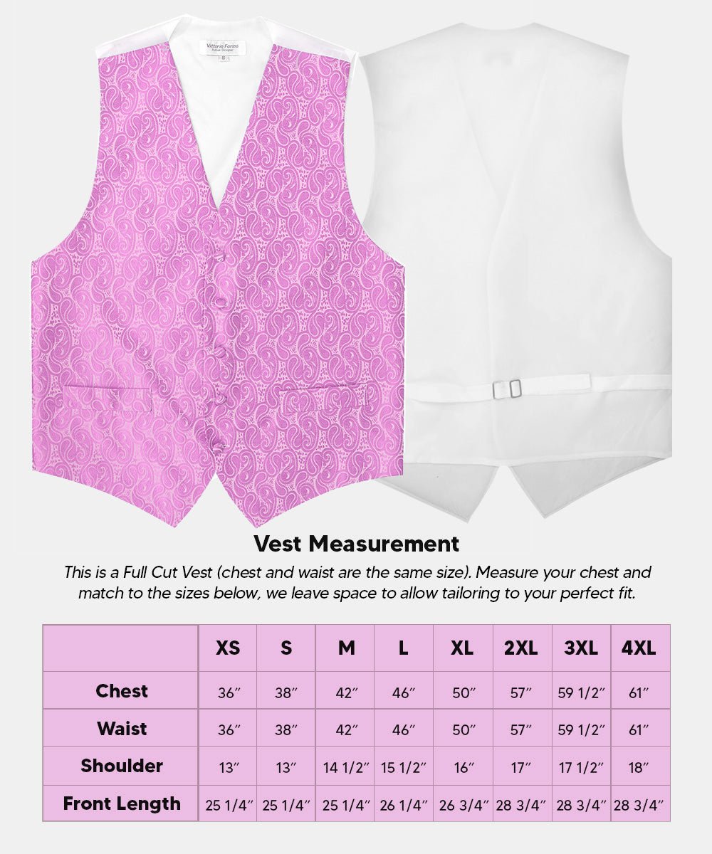 Vittorio Farina Men's Mint Woven Paisley Vest, Necktie, Bow Tie and Pocket Square Set (White Back) - Lavender - Vest Set - Vittorio Farina