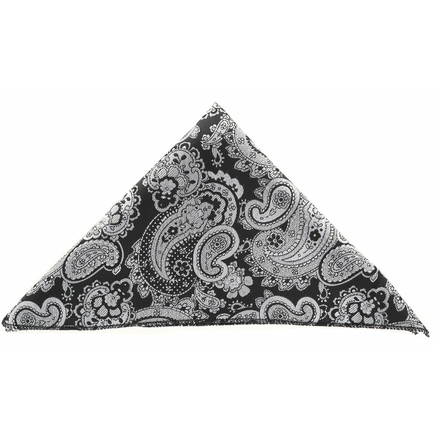 Vittorio Farina Men's Paisley Design Microfiber Pocket Square - Black and Gray Paisley - Pocket Square - Vittorio Farina