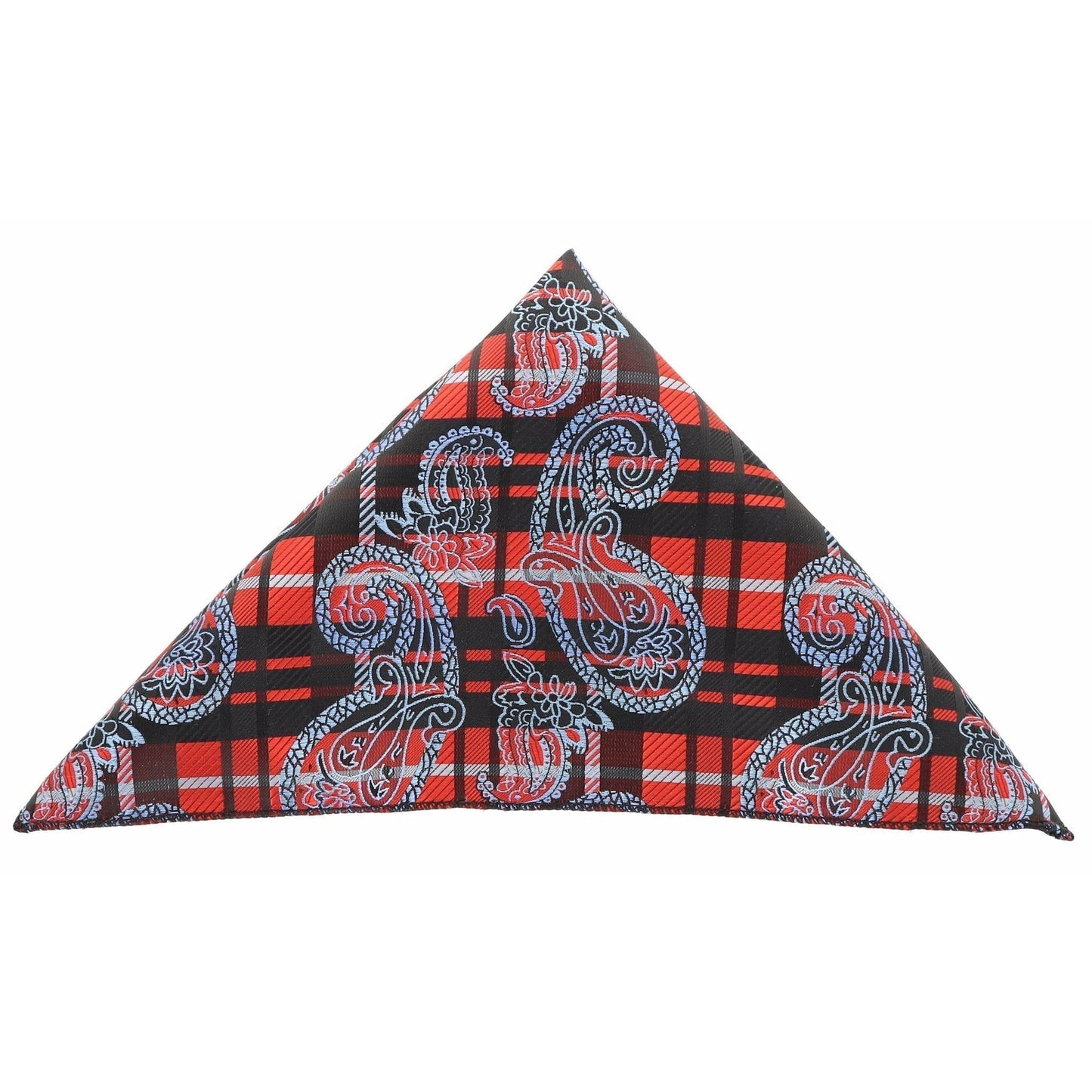 Vittorio Farina Men's Paisley Design Microfiber Pocket Square - Black and Red Paisley - Pocket Square - Vittorio Farina
