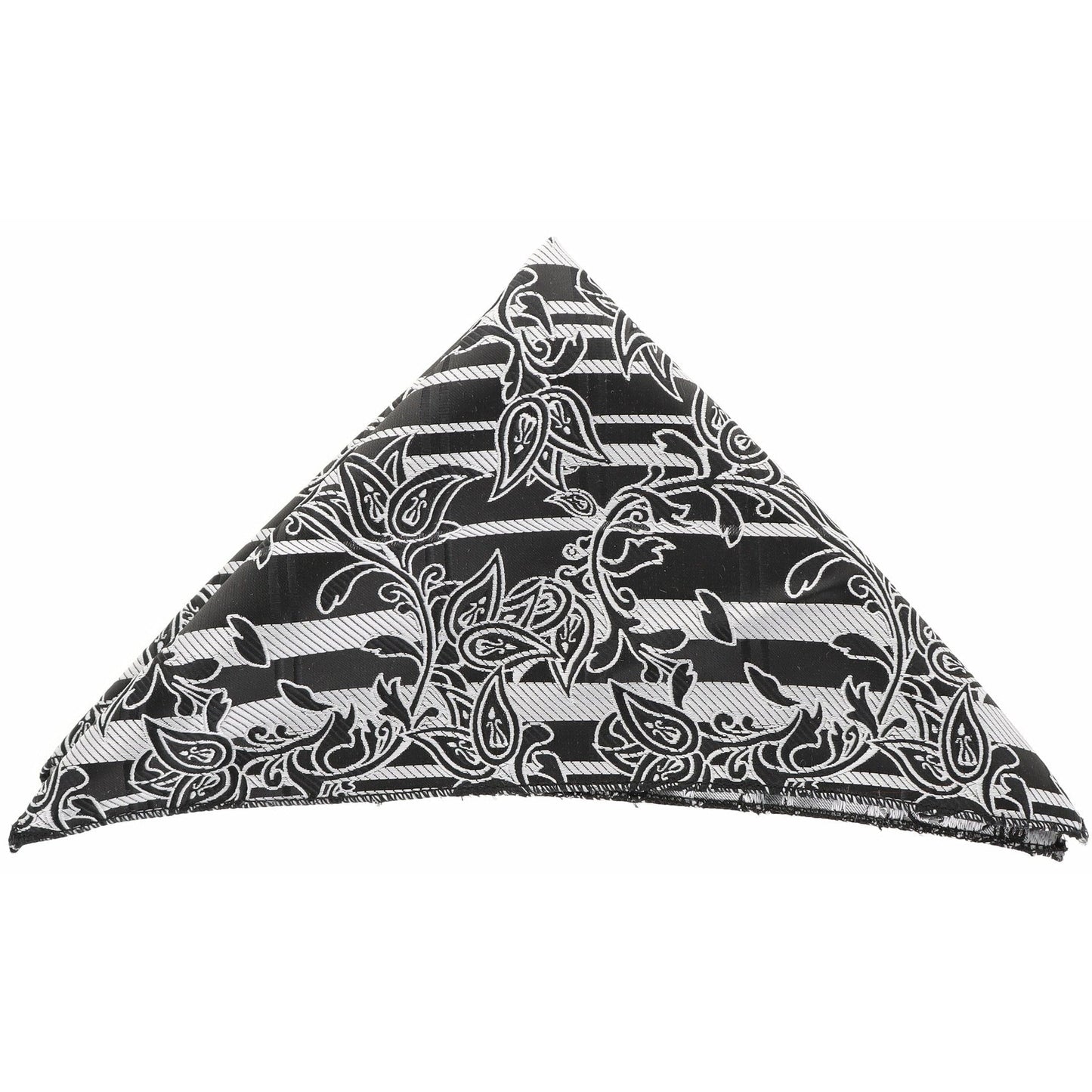 Vittorio Farina Men's Paisley Design Microfiber Pocket Square - Black and White Floral - Pocket Square - Vittorio Farina