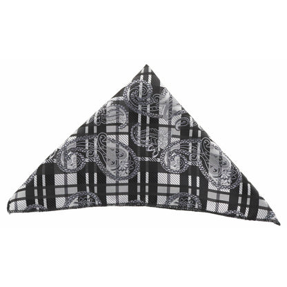 Vittorio Farina Men's Paisley Design Microfiber Pocket Square - Black and White Plaid Paisley - Pocket Square - Vittorio Farina