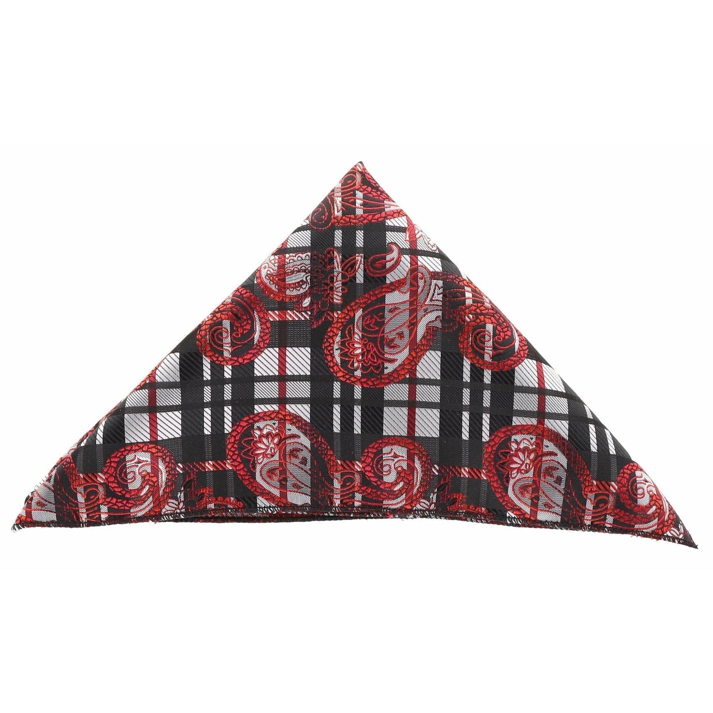 Vittorio Farina Men's Paisley Design Microfiber Pocket Square - Black and White Red Paisley - Pocket Square - Vittorio Farina