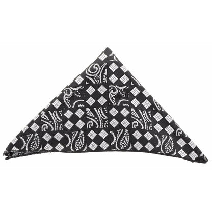 Vittorio Farina Men's Paisley Design Microfiber Pocket Square - Black Geometric - Pocket Square - Vittorio Farina