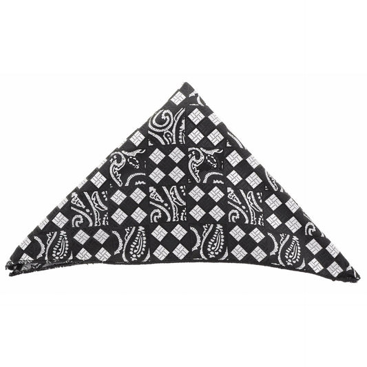 Vittorio Farina Men's Paisley Design Microfiber Pocket Square - Black Geometric - Pocket Square - Vittorio Farina