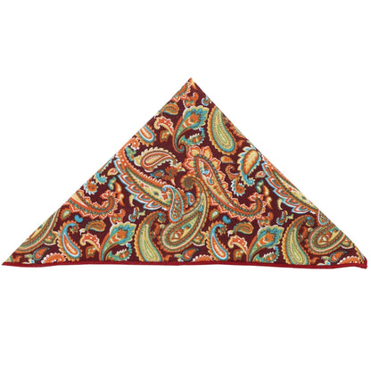Vittorio Farina Men's Paisley Design Microfiber Pocket Square - Burgundy Paisley - Pocket Square - Vittorio Farina