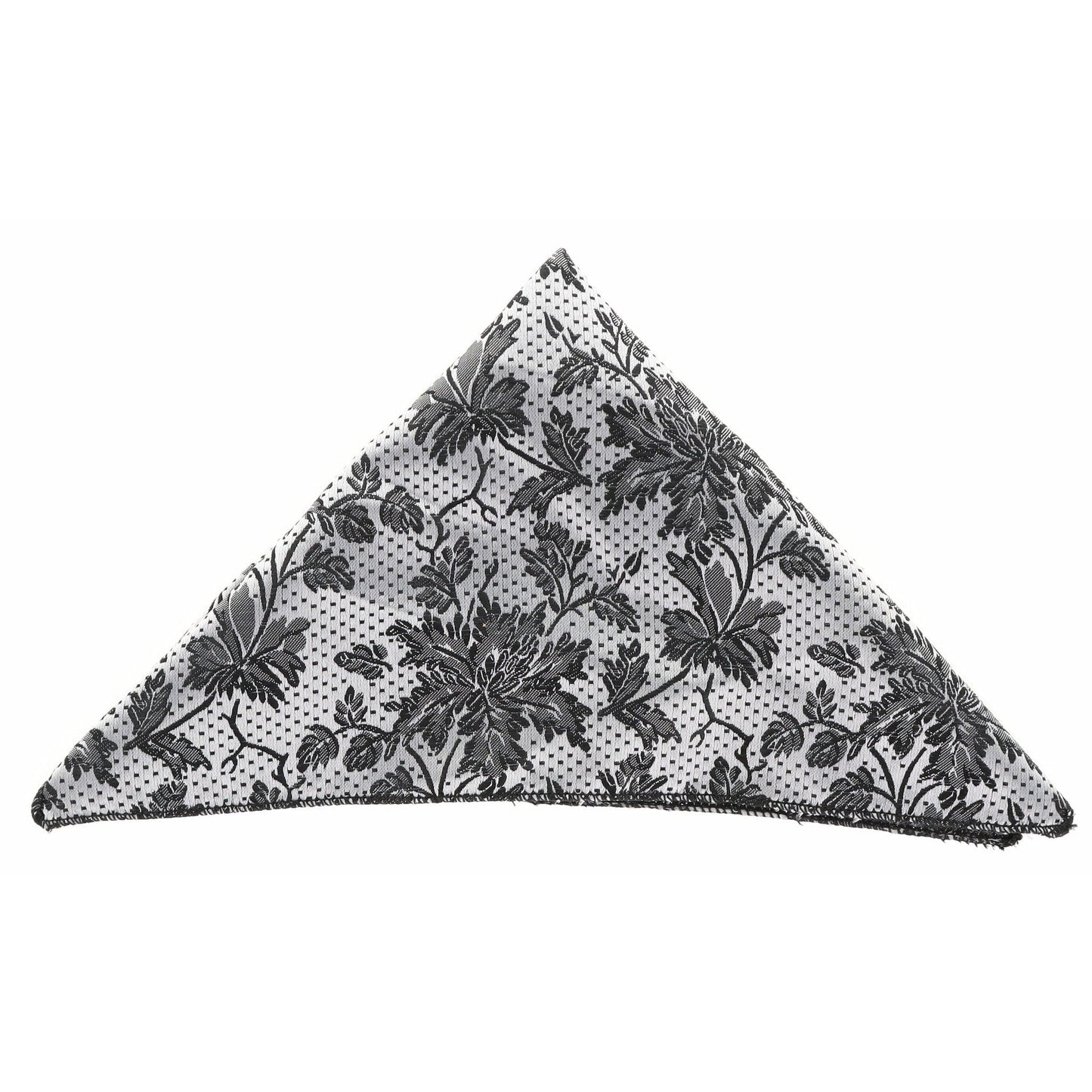 Vittorio Farina Men's Paisley Design Microfiber Pocket Square - Gray and White Floral - Pocket Square - Vittorio Farina