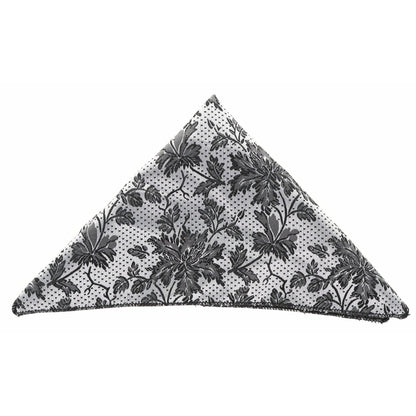 Vittorio Farina Men's Paisley Design Microfiber Pocket Square - Gray and White Floral - Pocket Square - Vittorio Farina