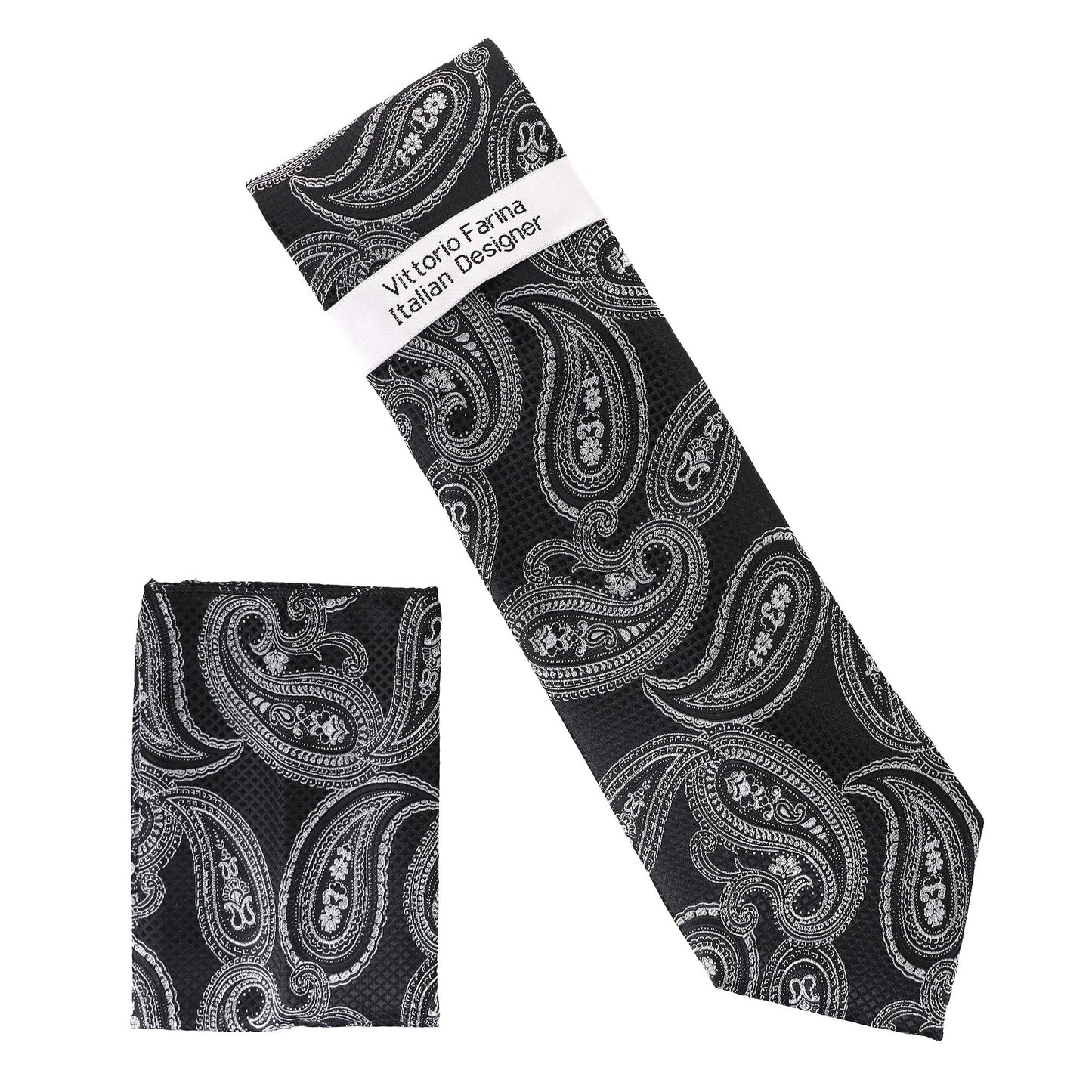 Vittorio Farina Men's Paisley Design Necktie & Pocket Square - D-1310 - Necktie & Pocket Square - Vittorio Farina
