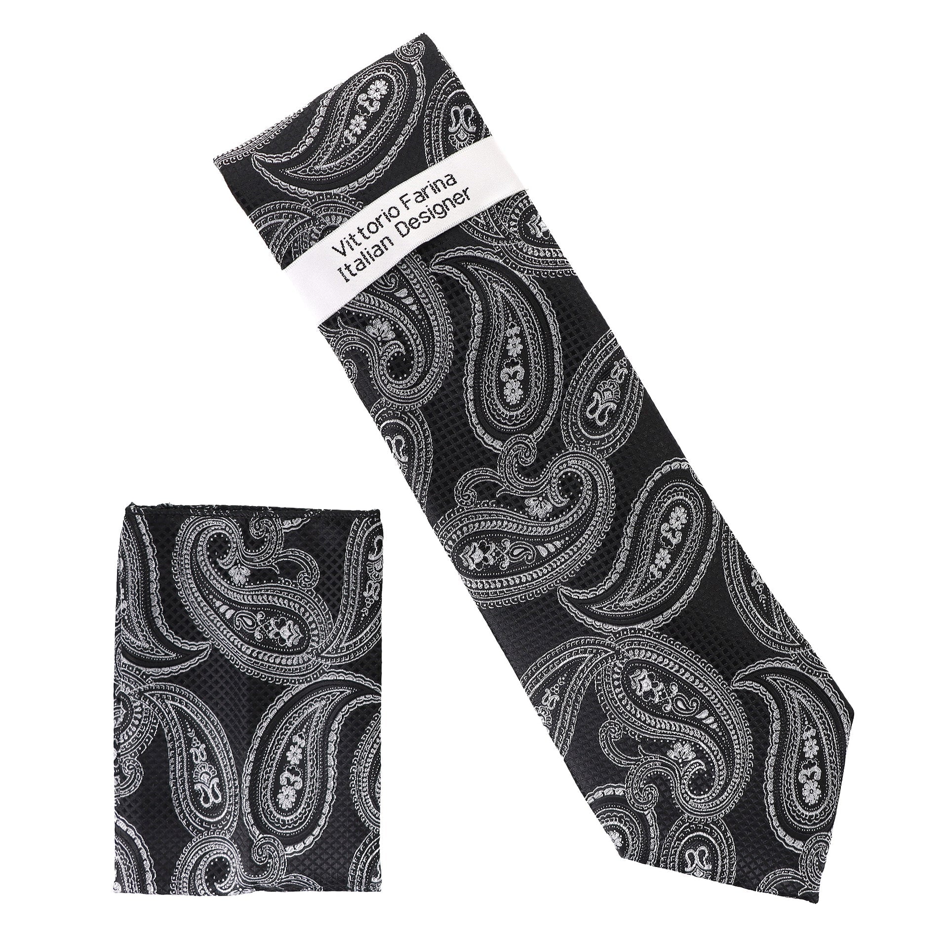 Vittorio Farina Men's Paisley Design Necktie & Pocket Square - D-1310 - Necktie & Pocket Square - Vittorio Farina