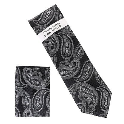 Vittorio Farina Men's Paisley Design Necktie & Pocket Square - D-1310 - Necktie & Pocket Square - Vittorio Farina