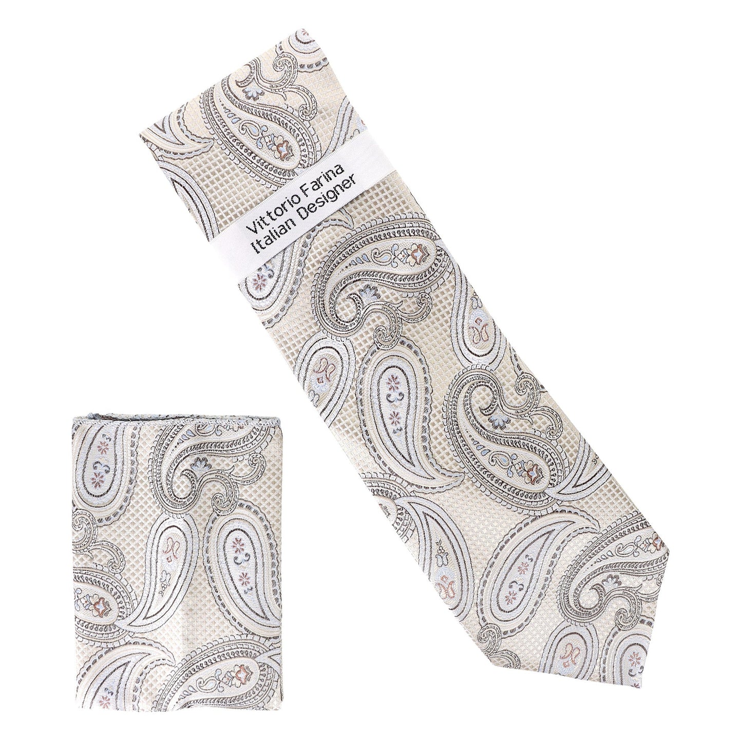 Vittorio Farina Men's Paisley Design Necktie & Pocket Square - D-1310 - Necktie & Pocket Square - Vittorio Farina