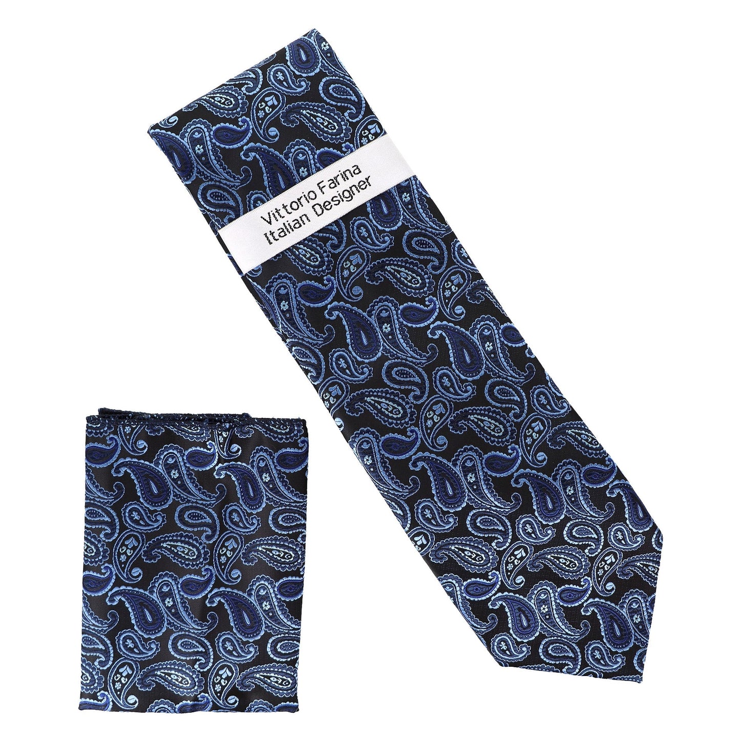 Vittorio Farina Men's Paisley Design Necktie & Pocket Square - D-1310 - Necktie & Pocket Square - Vittorio Farina