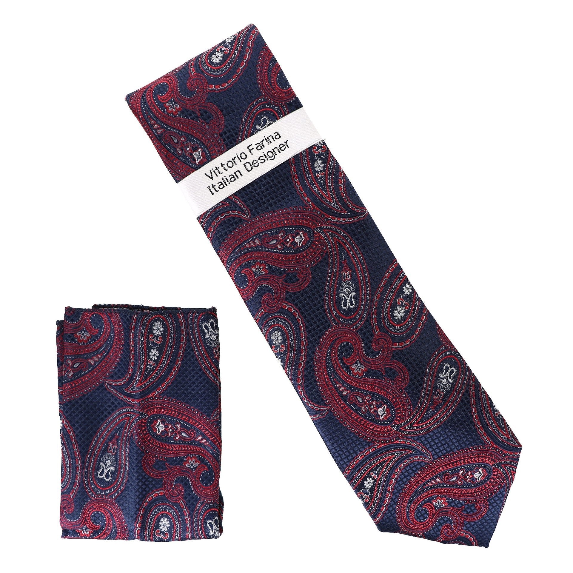 Vittorio Farina Men's Paisley Design Necktie & Pocket Square - D-1310 - Necktie & Pocket Square - Vittorio Farina
