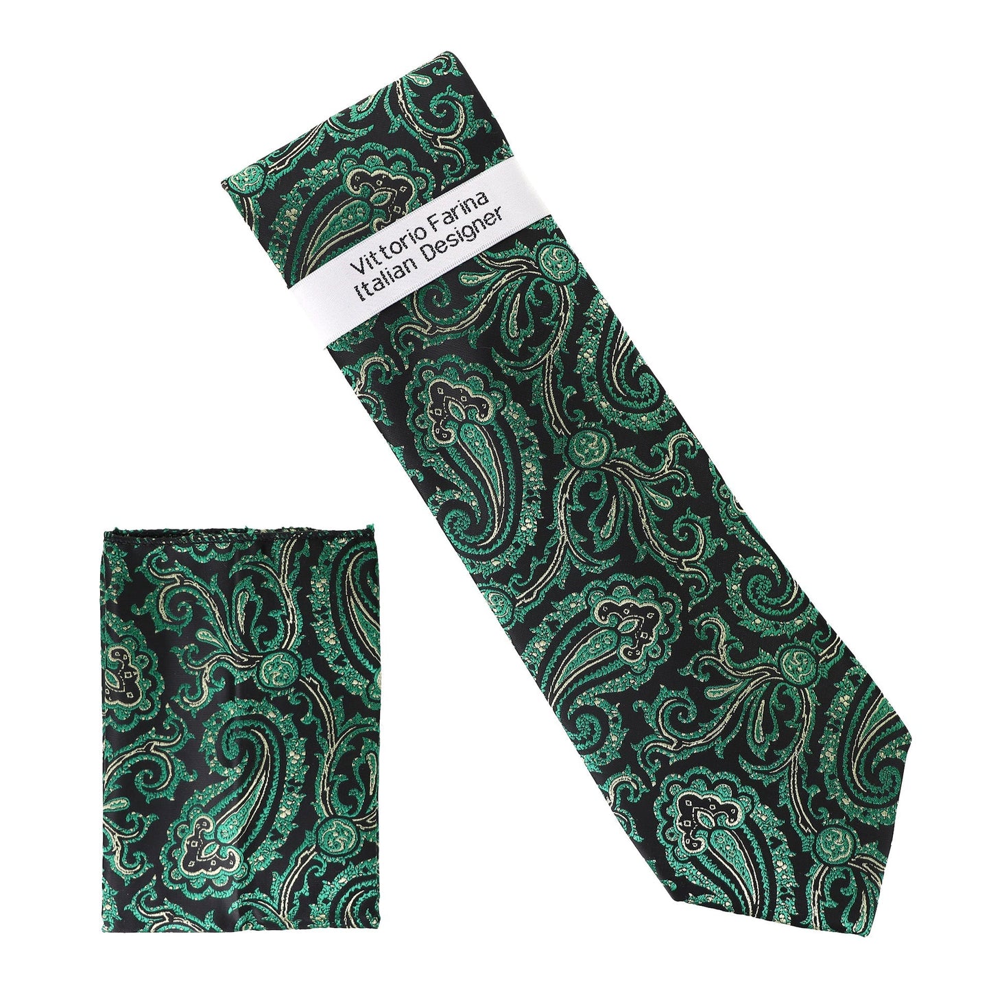 Vittorio Farina Men's Paisley Design Necktie & Pocket Square - D-1310 - Necktie & Pocket Square - Vittorio Farina