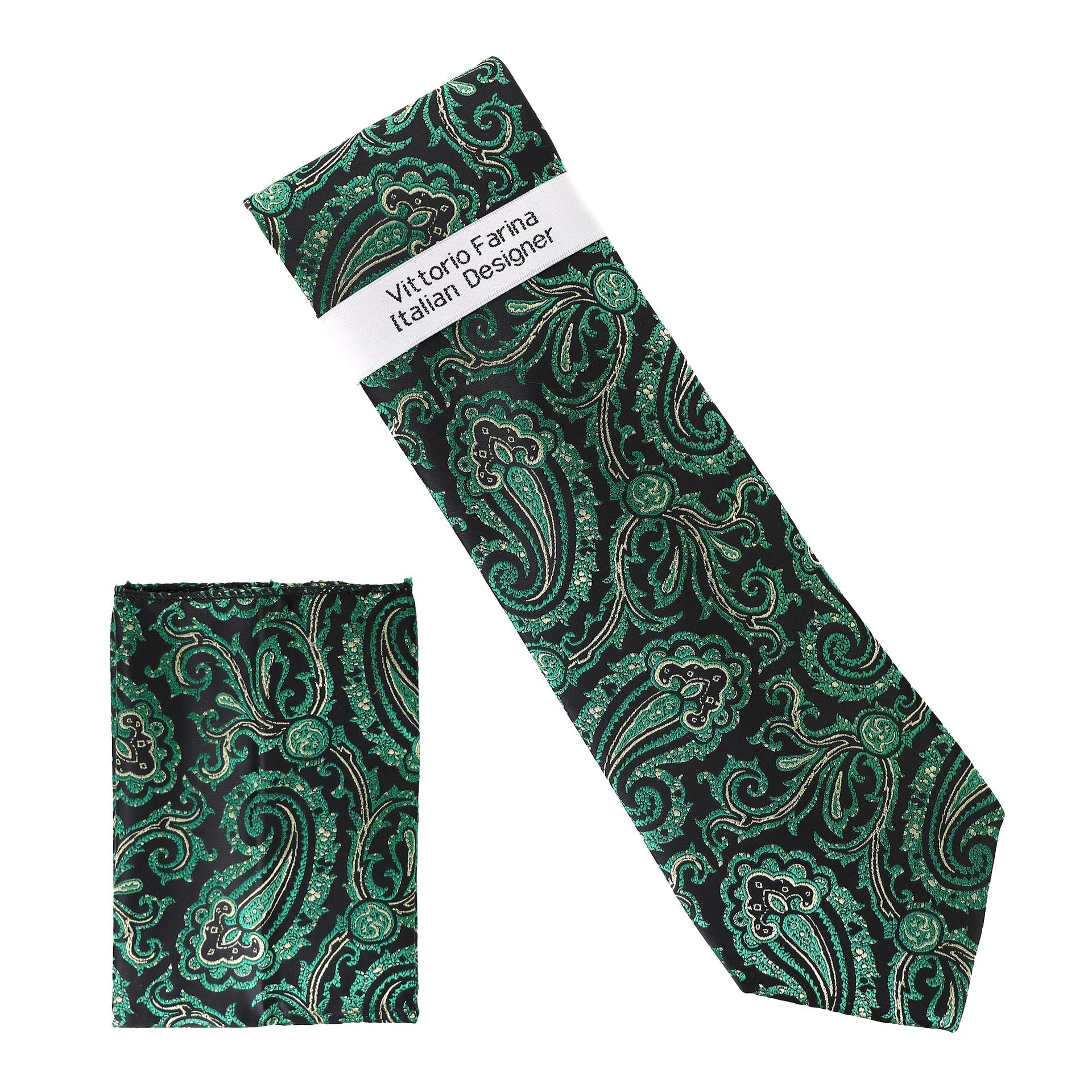 Vittorio Farina Men's Paisley Design Necktie & Pocket Square - D-1310 - Necktie & Pocket Square - Vittorio Farina