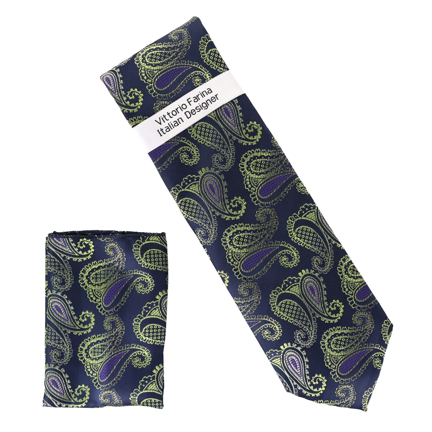 Vittorio Farina Men's Paisley Design Necktie & Pocket Square - D-1310 - Necktie & Pocket Square - Vittorio Farina