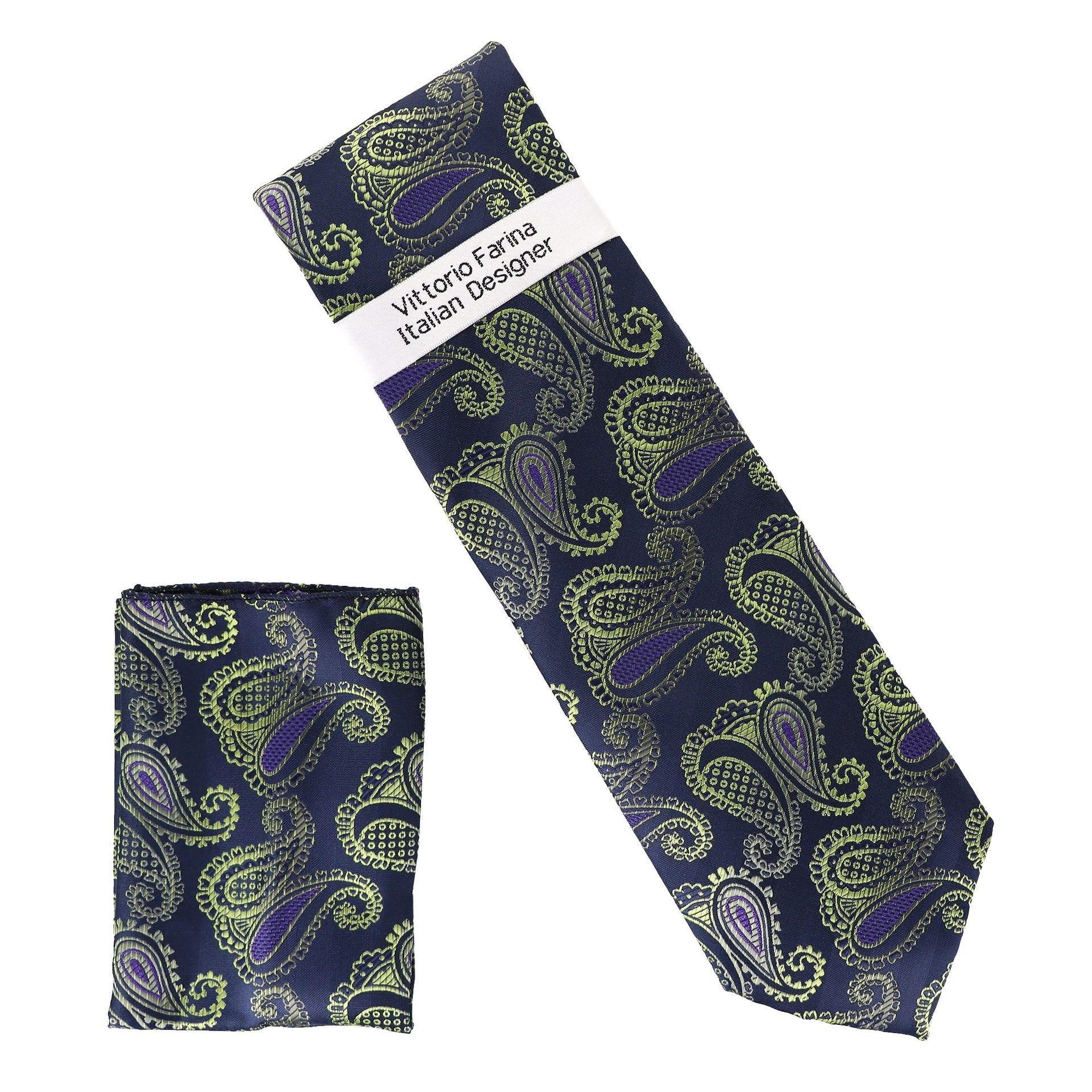 Vittorio Farina Men's Paisley Design Necktie & Pocket Square - D-1310 - Necktie & Pocket Square - Vittorio Farina